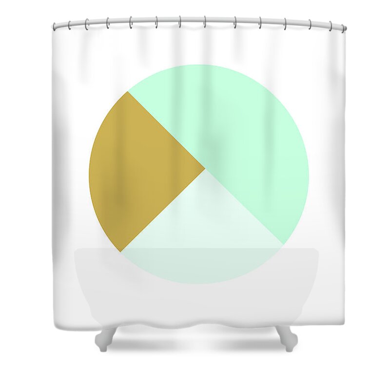 Round Shower Curtain featuring the digital art Mint and Gold Ball- by Linda Woods by Linda Woods