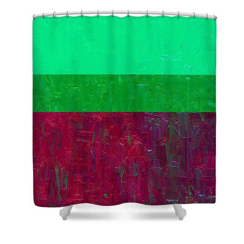 Collage Shower Curtain featuring the painting Mint and Grape by Michelle Calkins