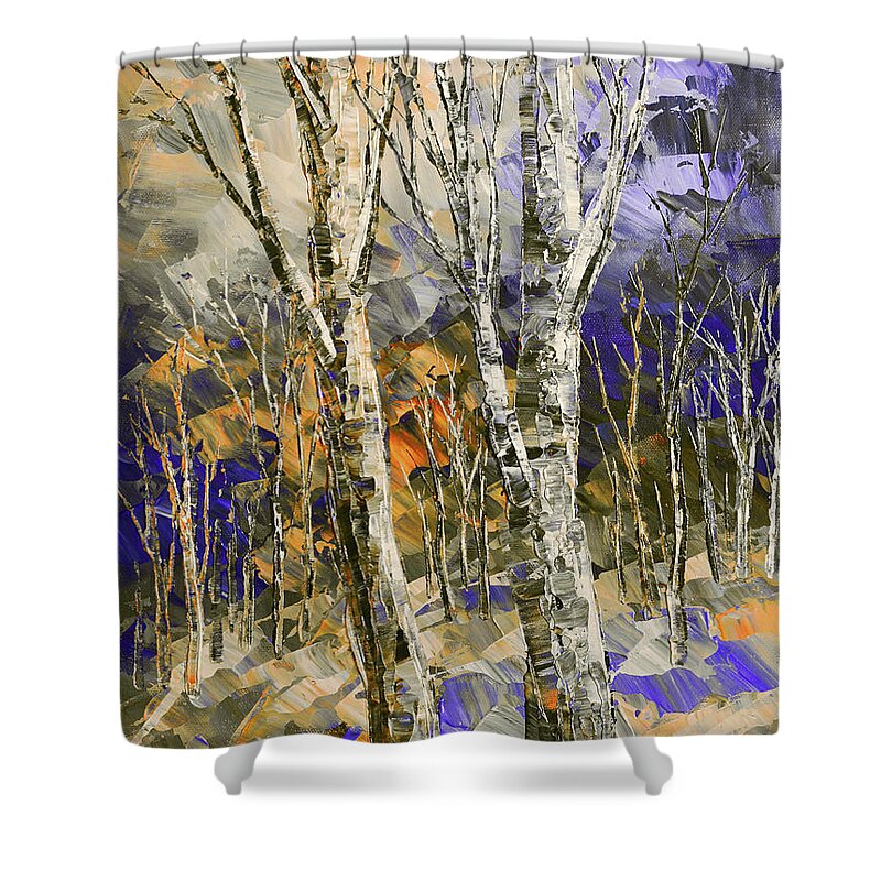 Impressionist Shower Curtain featuring the painting Mirkwood Moonlight by Tatiana Iliina