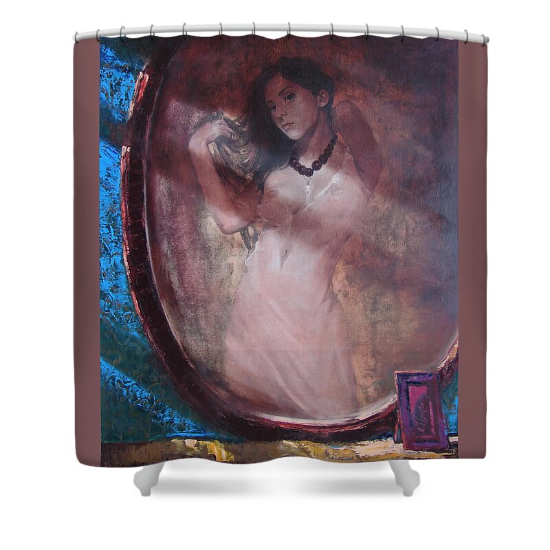 Ignatenko Shower Curtain featuring the painting Mirror for the sun by Sergey Ignatenko