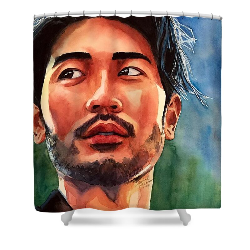 Asian Shower Curtain featuring the painting Mirrors of Perception by Michal Madison