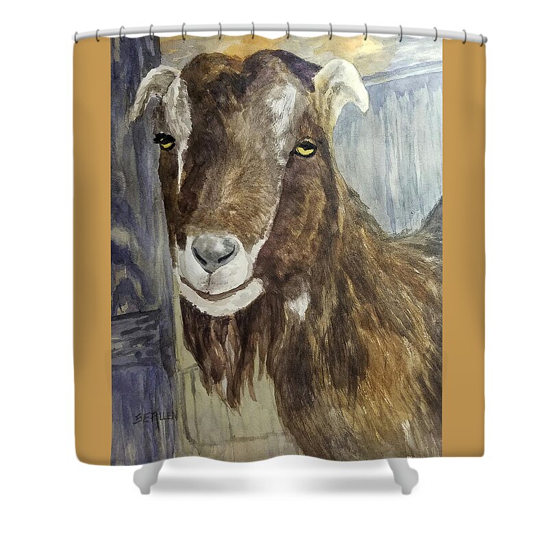 Goat Shower Curtain featuring the painting Miss O'Brien by Sharon E Allen