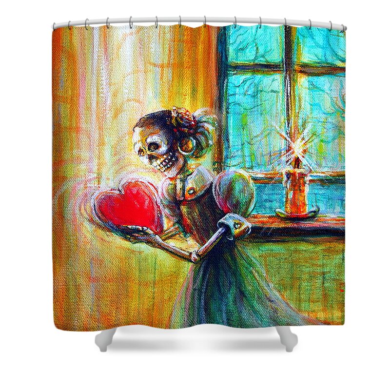 Miss You Shower Curtain featuring the painting Missing you by Heather Calderon