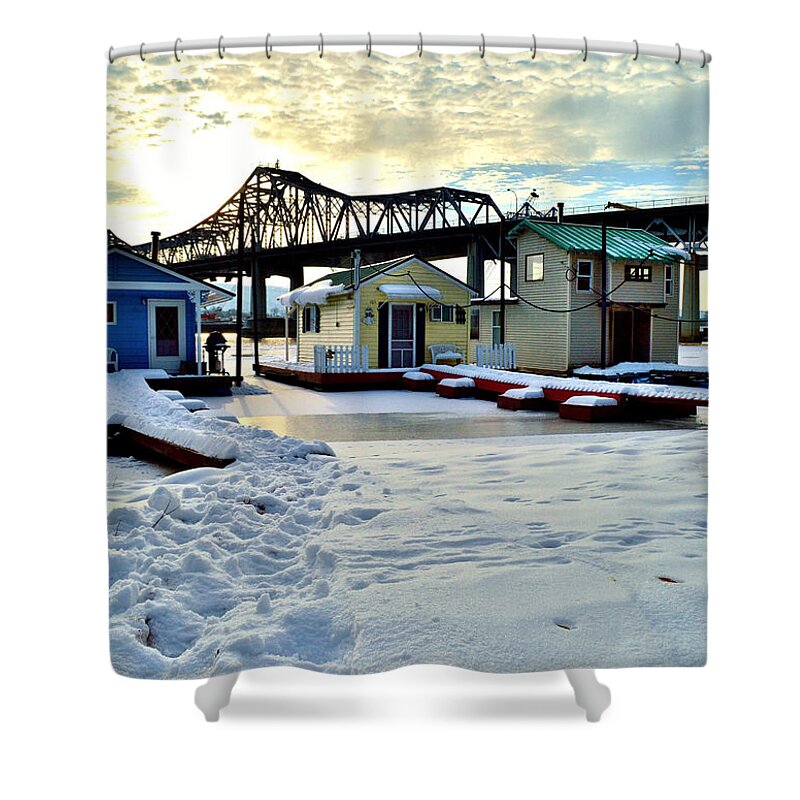 Boathouse Shower Curtain featuring the photograph Mississippi River Boathouses by Susie Loechler