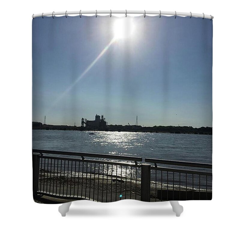 Stlouisriverfront Shower Curtain featuring the photograph Mississippi River #mississippiriver by Jennifer Lea Akins