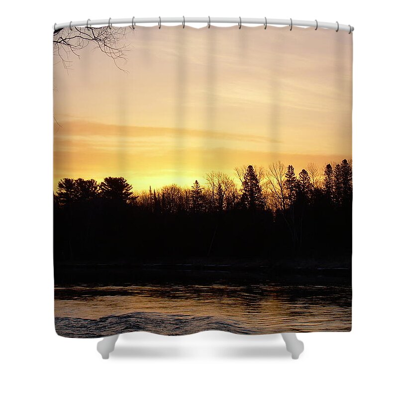 Clouds Shower Curtain featuring the photograph Mississippi river Orange Sky by Kent Lorentzen