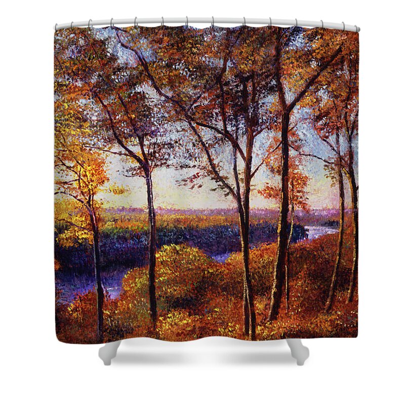 Autumn Shower Curtain featuring the painting Missouri River In Fall by David Lloyd Glover