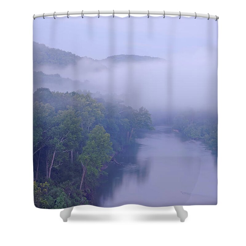 Current River Shower Curtain featuring the photograph Mist of the Current River. by Robert Charity