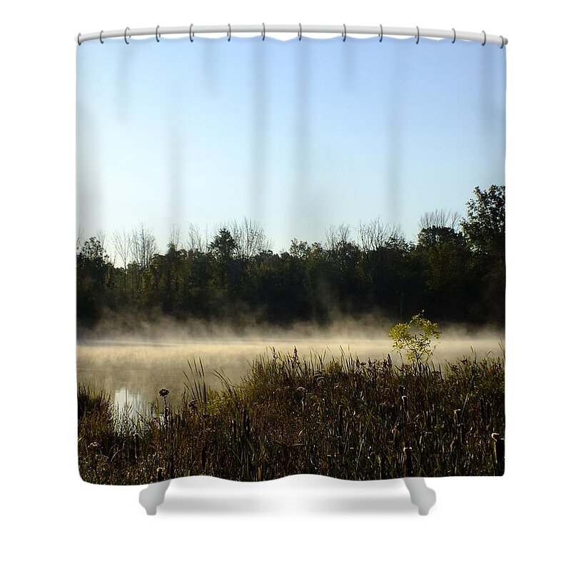 Nature Shower Curtain featuring the photograph Mists on the Welland by Peggy King