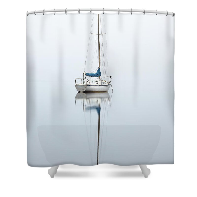 Boat Shower Curtain featuring the photograph Misty boat by Grant Glendinning