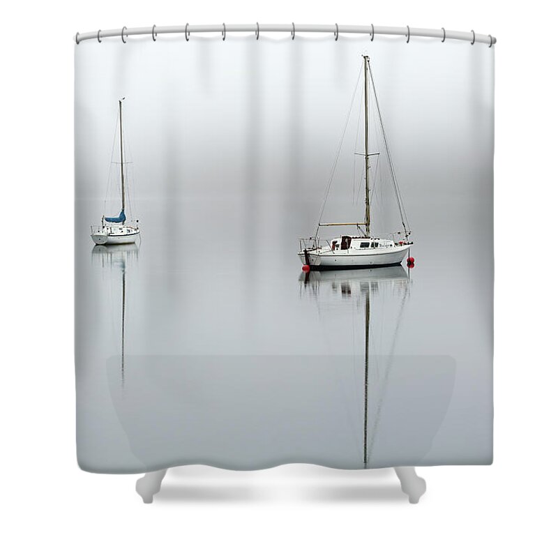 Boats Shower Curtain featuring the photograph Misty Boats by Grant Glendinning