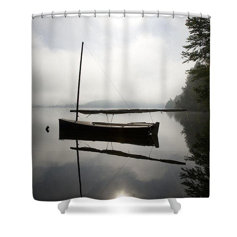 Lake Shower Curtain featuring the photograph Misty dawn by Ian Middleton