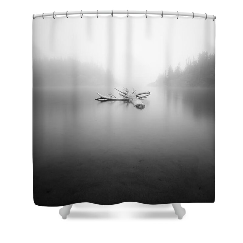 B&w Shower Curtain featuring the photograph Misty Hattie Cove by Jakub Sisak