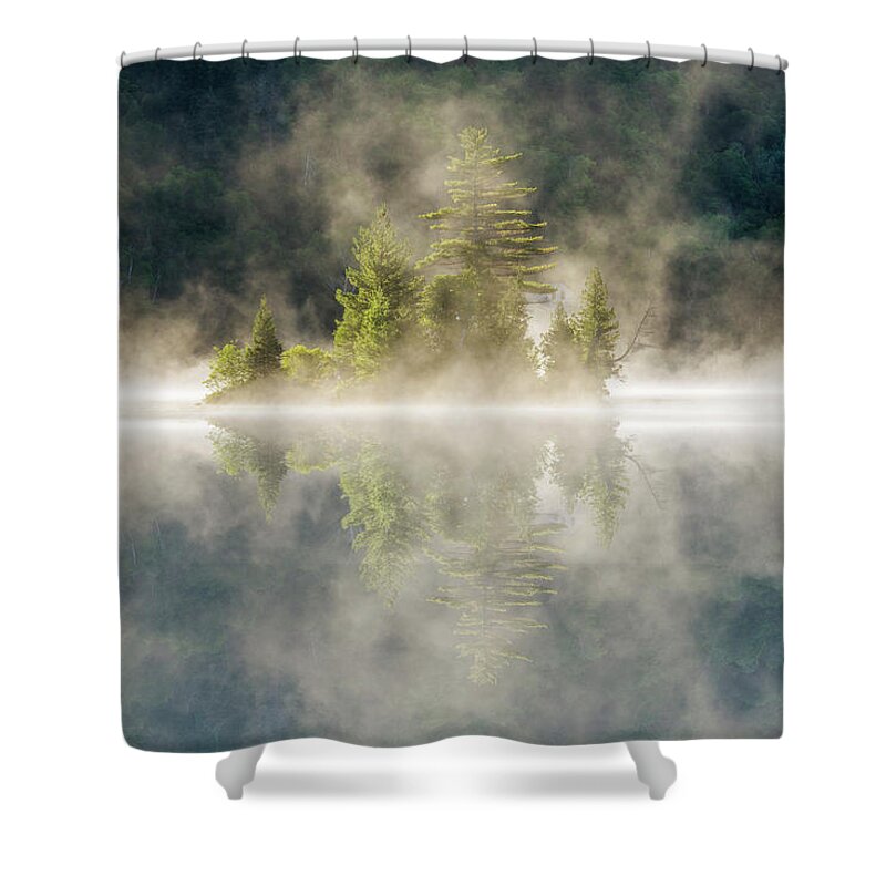 Mont Shower Curtain featuring the photograph Misty Island by Mircea Costina Photography
