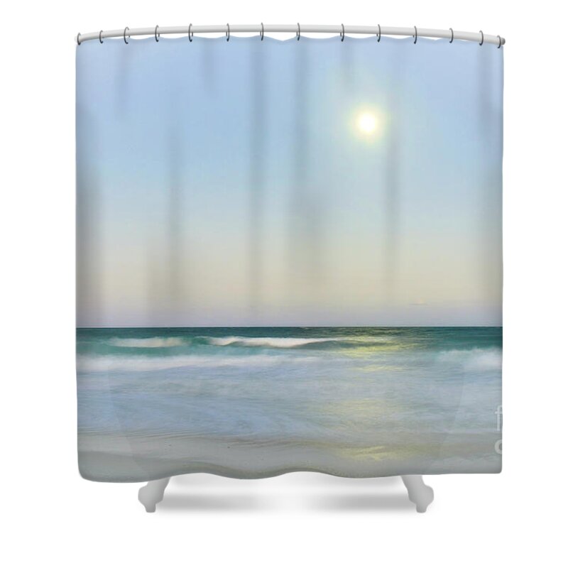 Moon Shower Curtain featuring the photograph Misty Moonrise by Kelly Nowak