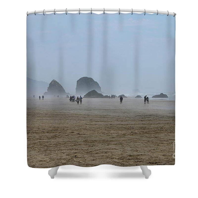 Oregon Shower Curtain featuring the photograph Misty Morning At Cannon Beach by Christiane Schulze Art And Photography