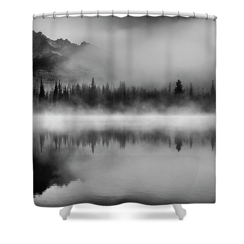 Lake Shower Curtain featuring the photograph Misty Morning by Cat Connor