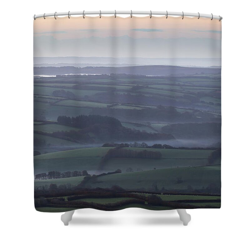 Exmoor Shower Curtain featuring the photograph Misty Morning on Exmoor by Andy Myatt