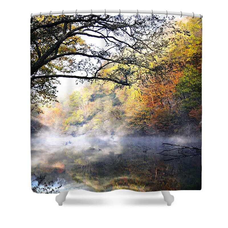 Current River Shower Curtain featuring the photograph Misty Morning on the Current by Marty Koch