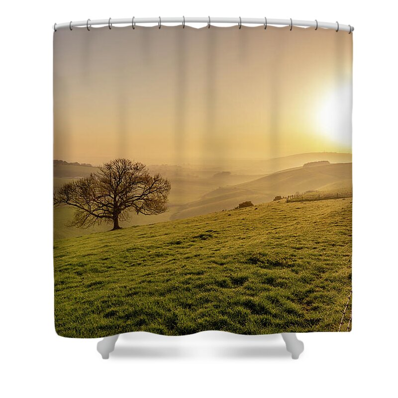 South Shower Curtain featuring the photograph Misty South Downs Way by Hazy Apple