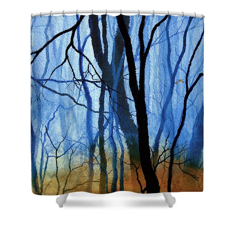 Misty Woods Shower Curtain featuring the painting Misty Woods - 3 by Hanne Lore Koehler