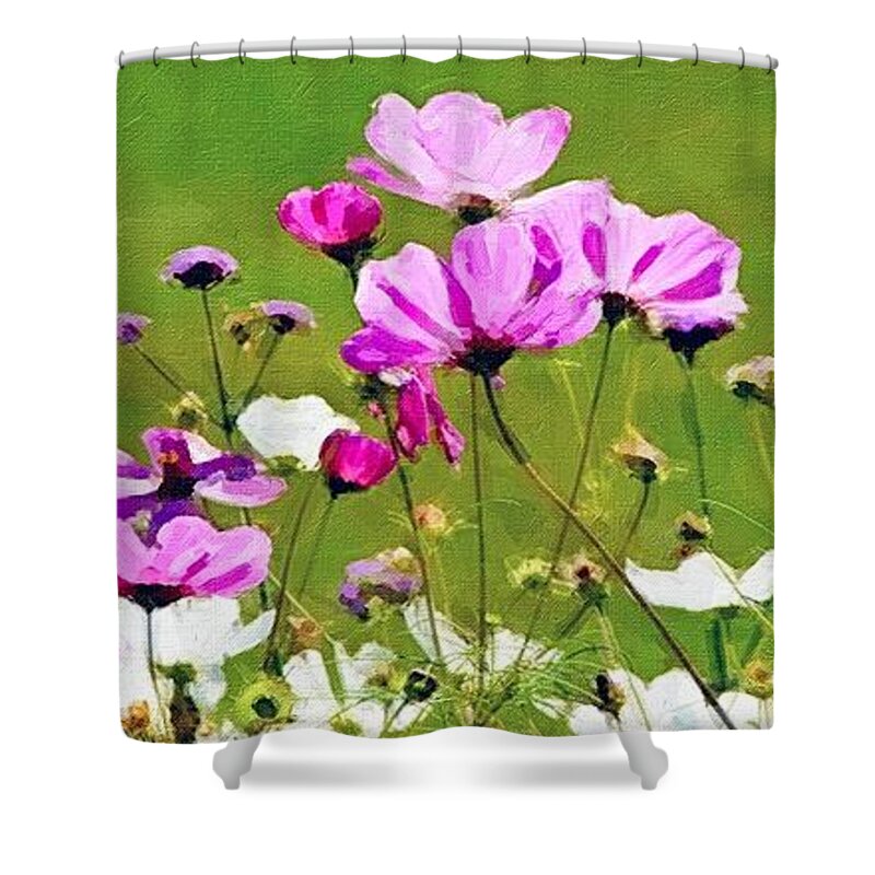 Flowers Shower Curtain featuring the painting Misty's Flowers by Tammy Lee Bradley