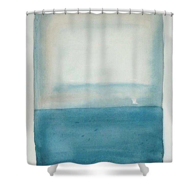 Abstract Shower Curtain featuring the painting Misty Blue Dusk by Vesna Antic