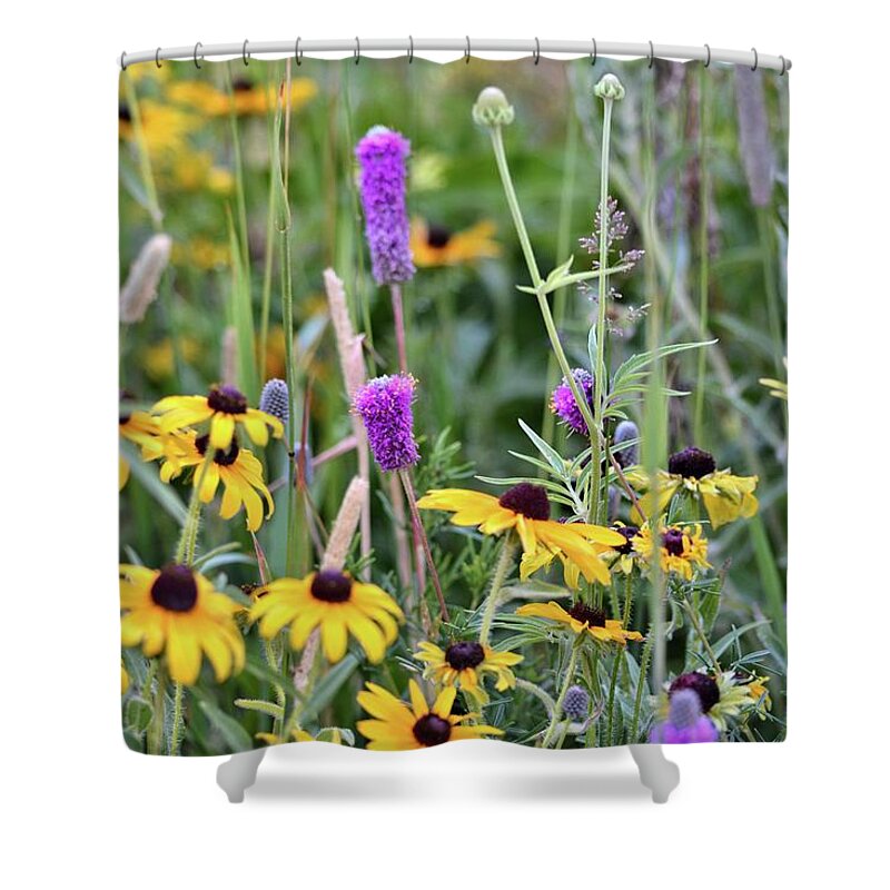 Purple Prairie Clover Shower Curtain featuring the photograph Mixed Natural Bouquet 2 by Bonfire Photography