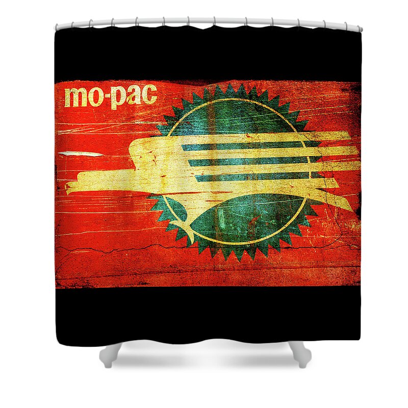 Caboose Shower Curtain featuring the photograph Mo-Pac Caboose by Toni Hopper