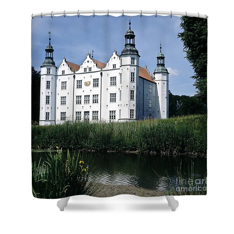 Castle;castles Shower Curtain featuring the photograph Moated manor house by Heiko Koehrer-Wagner