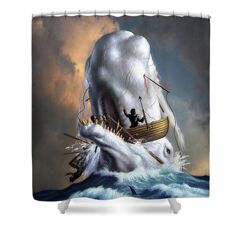 Moby Dick Shower Curtain featuring the digital art Moby Dick 1 by Jerry LoFaro