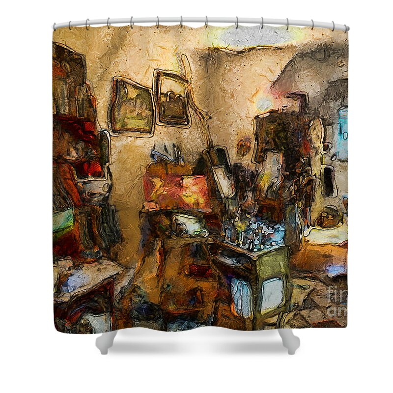 Van Gogh Shower Curtain featuring the painting Modern Art Studio by Claire Bull