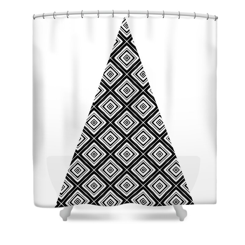 Black And White Shower Curtain featuring the mixed media Modern Black and White Tree 1- Art by Linda Woods by Linda Woods