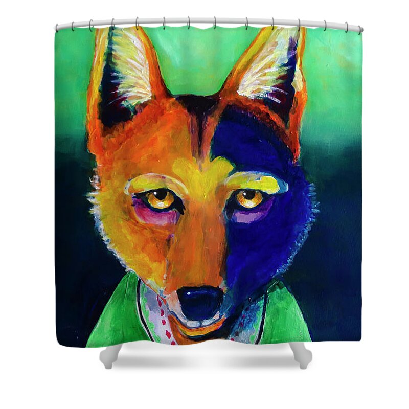 Coyote Shower Curtain featuring the painting Modern Coyote by Rick Mosher