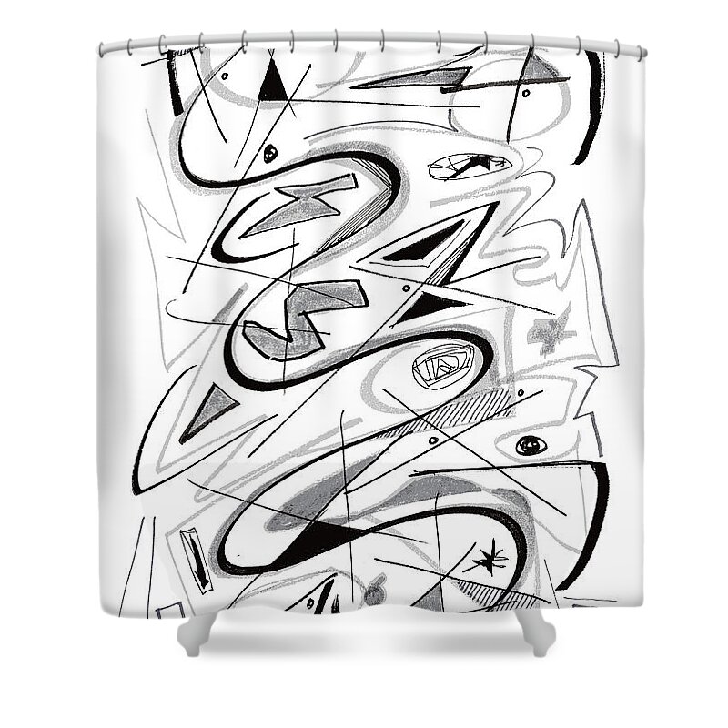 Modern Art Drawing Shower Curtain featuring the drawing Modern Drawing Fifty by Lynne Taetzsch