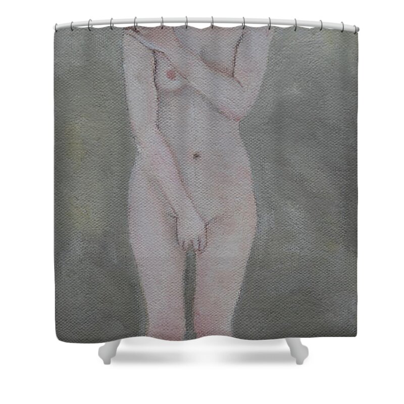 Nude Shower Curtain featuring the painting Modest by Masami Iida
