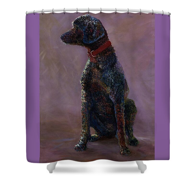 Dog Shower Curtain featuring the painting Moe by Susan Hensel