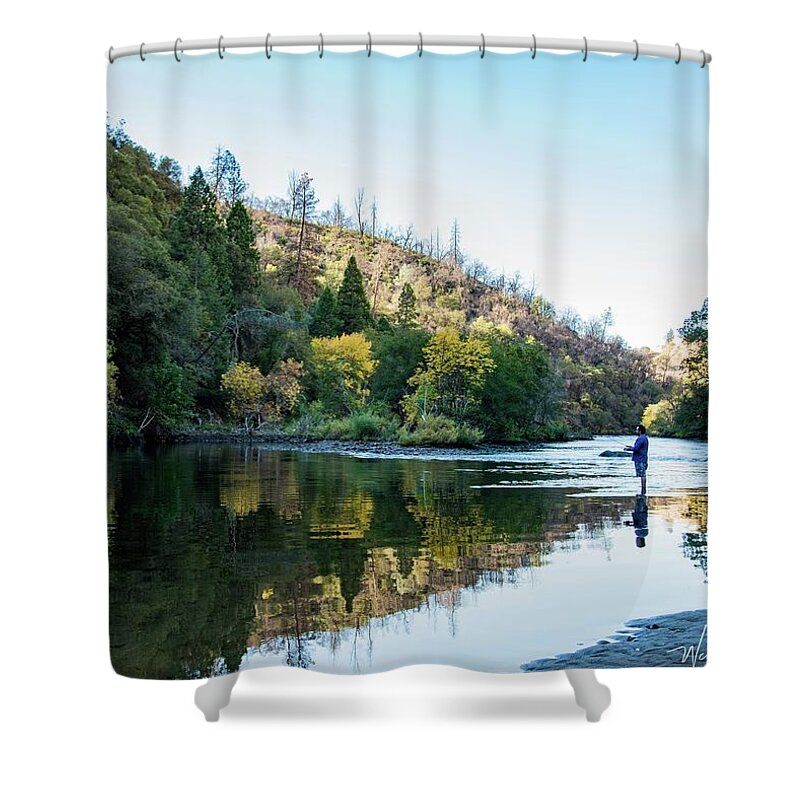 Shower Curtain featuring the photograph Mokelumne River Fishing by Wendy Carrington