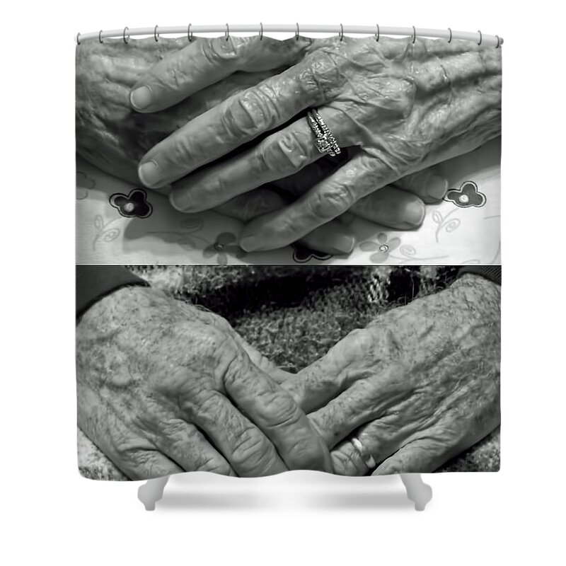 Mom Shower Curtain featuring the photograph Mom And Dads Hands by D Hackett