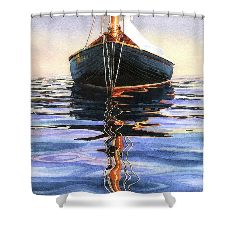 Water Shower Curtain featuring the painting Moment of Reflection VI by Marguerite Chadwick-Juner