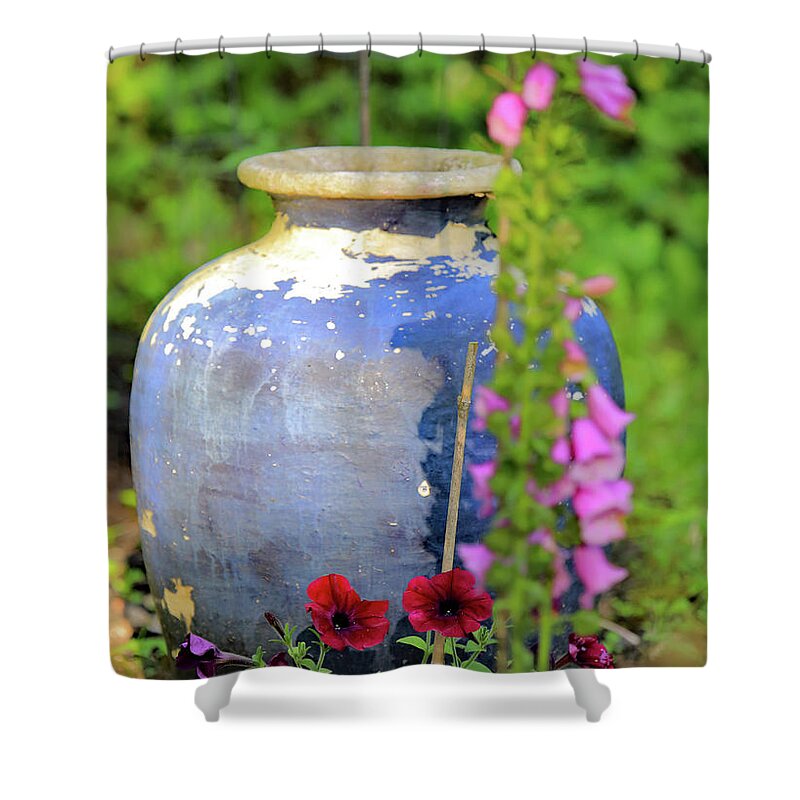 Mom's Blue Vase Shower Curtain featuring the photograph Mom's Blue Vase by PJQandFriends Photography