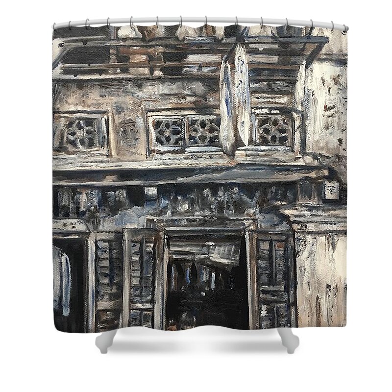 Neighborhood Shower Curtain featuring the painting Mon Vieux Quartier by Belinda Low