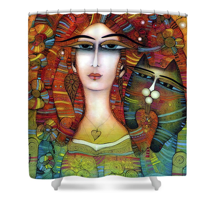 Albena Shower Curtain featuring the painting Mona Albena by Albena Vatcheva