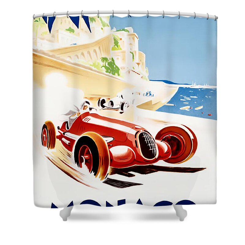 Monaco Grand Prix Shower Curtain featuring the digital art Monaco Grand Prix 1937 by Georgia Fowler