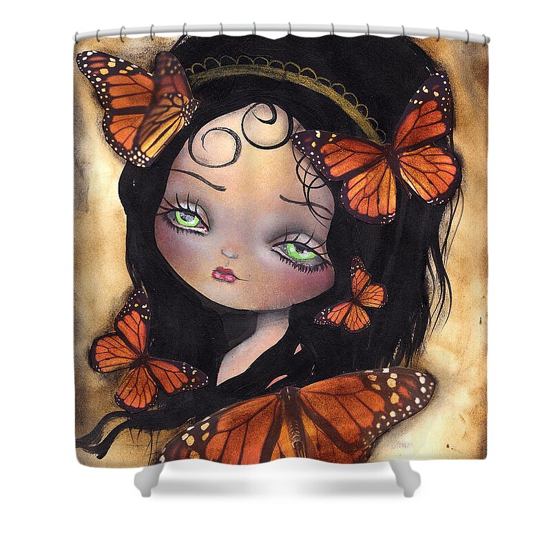 Butterflies Shower Curtain featuring the painting Monarca by Abril Andrade