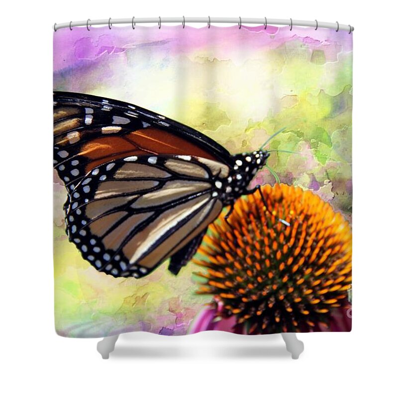 Monarch Shower Curtain featuring the photograph Monarch abstract by Yumi Johnson