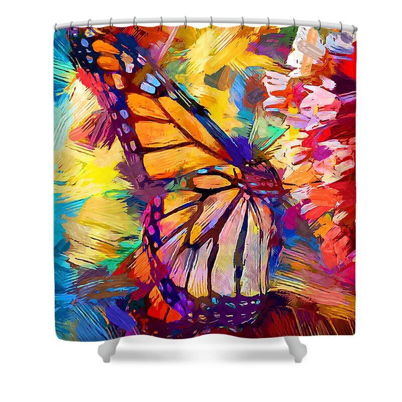 Insect Shower Curtain featuring the painting Monarch Butterfly by Chris Butler