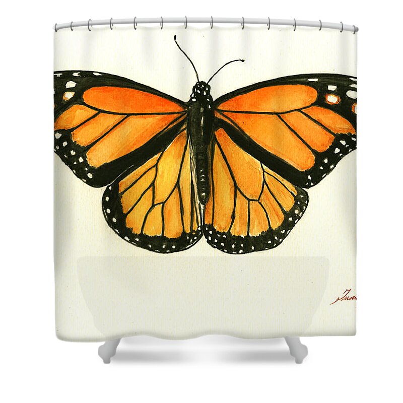  Monarch Butterfly Shower Curtain featuring the painting Monarch butterfly by Juan Bosco