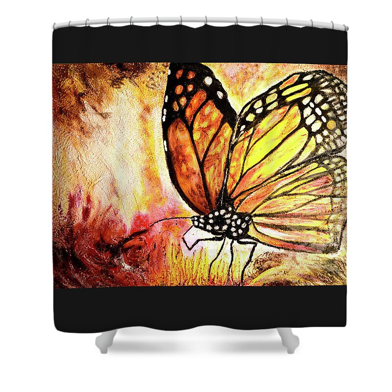Endangered Species Shower Curtain featuring the painting Monarch by Toni Willey
