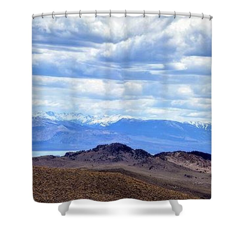 Scenic Shower Curtain featuring the photograph Mono Lake from Bodie Hills by AJ Schibig